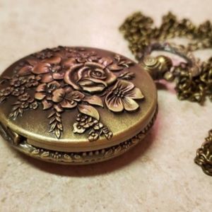 Rose flower pocket watch